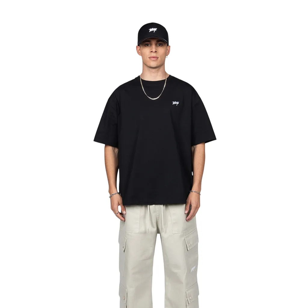Polera Oversize Hombre Negra Básica Street Whatup