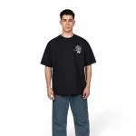 Polera Oversize Hombre Negra Logo Rosa Estampado Whatup