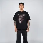 Polera Hombre Oversize Estampado Negro Whatup
