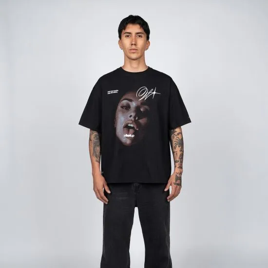 Polera Hombre Oversize Estampado Negro Whatup
