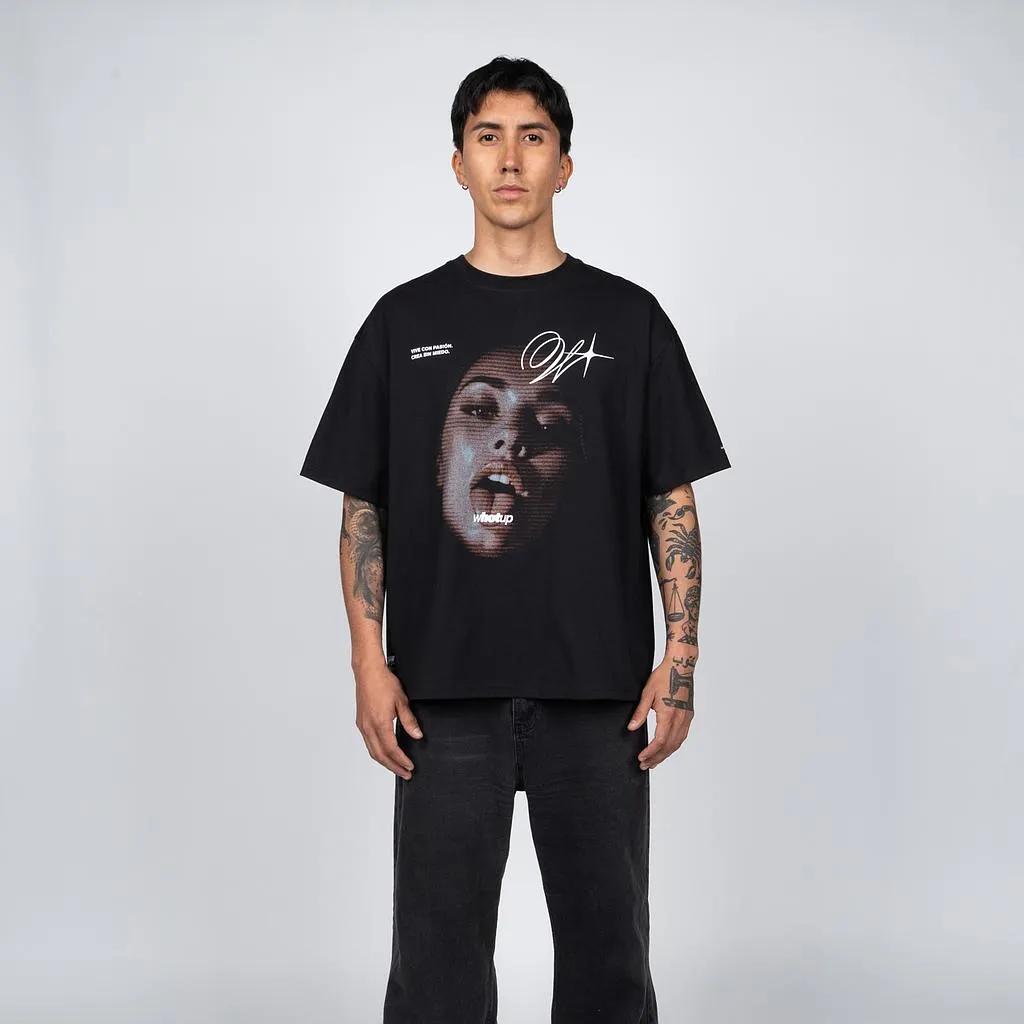 Polera Hombre Oversize Estampado Negro Whatup