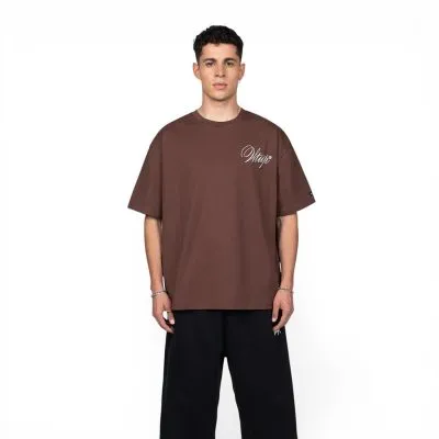 Polera Oversize Hombre Café Logo Minimal Whatup