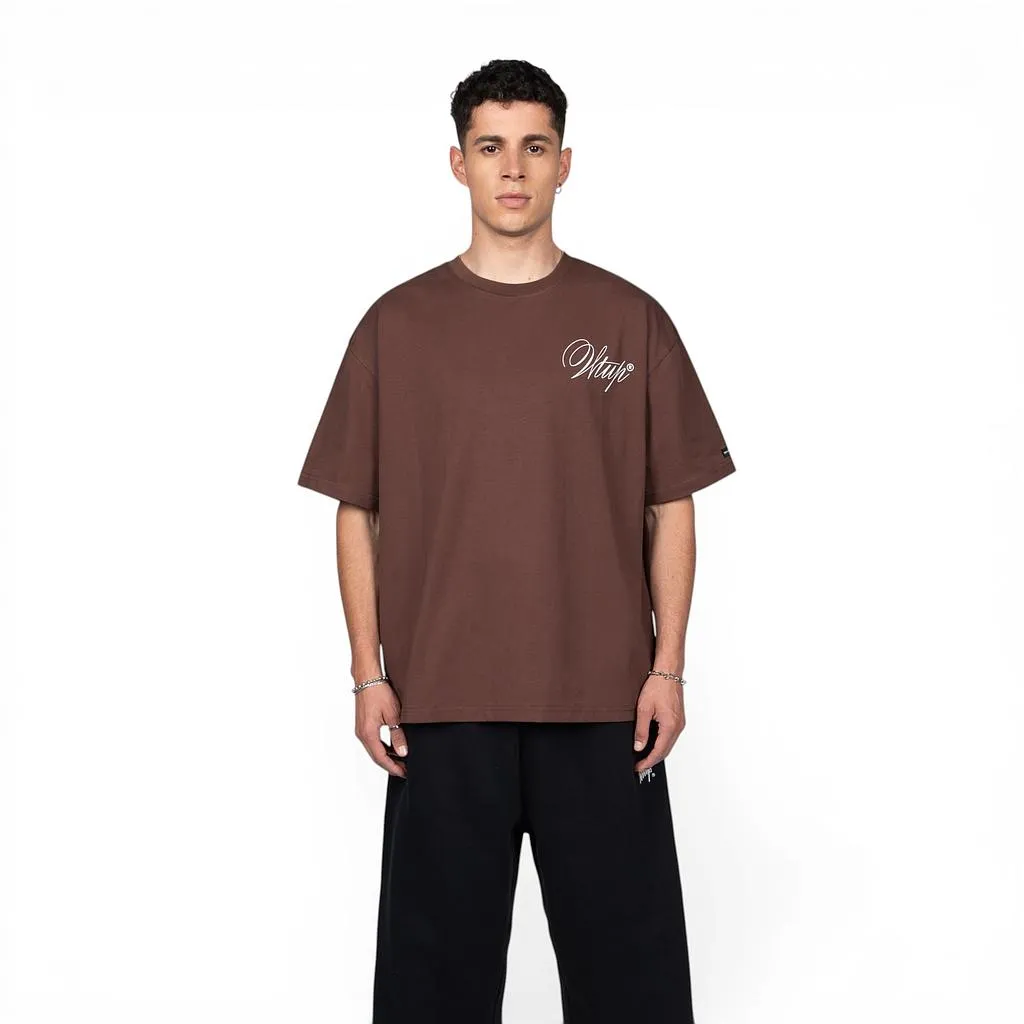 Polera Oversize Hombre Café Logo Minimal Whatup