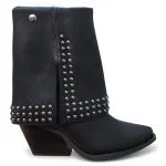 Botin Mujer Negro Sintetico Tachas Taco Medio Poeme