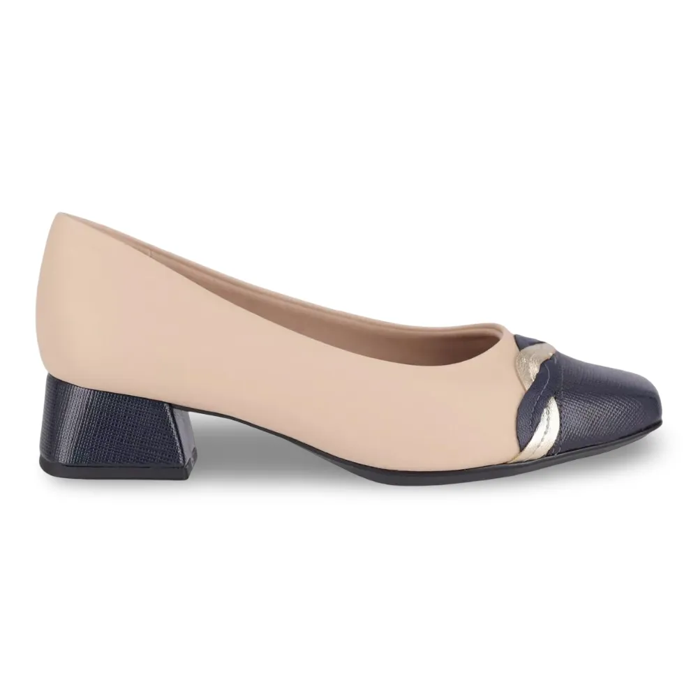 Zapato Mujer Taco Cuadrado Brulé Azul Piccadilly