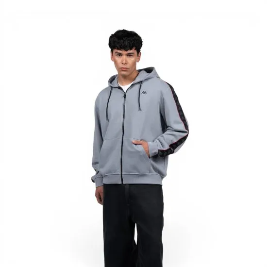 Polerón Kappa Full Zipper Grey Banda Black
