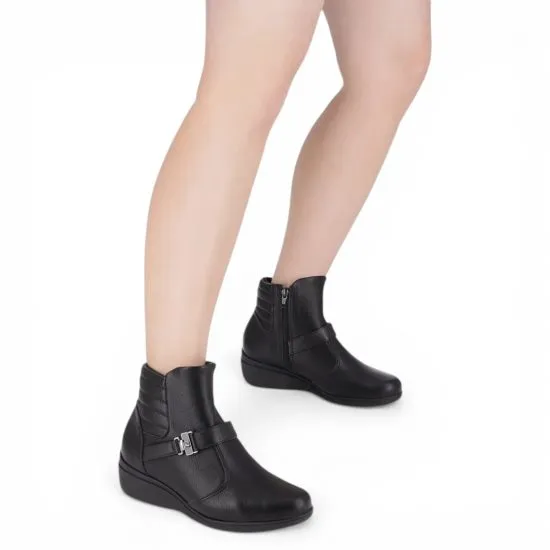 Botin Mujer Plataforma Negro Anabela Stretch Soft Piccadilly - Imagen 4