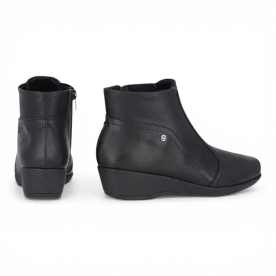 Botin Mujer Plataforma Negro Napa Pontilhado Comfort Piccadilly - Imagen 3