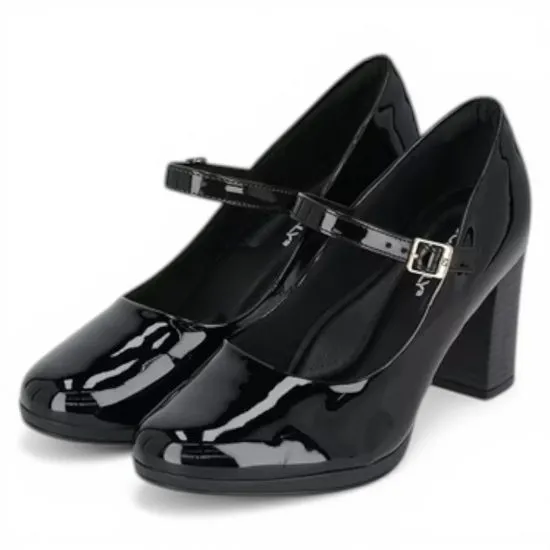 Zapato Mujer Taco Alto Charol Negro Piccadilly - Imagen 3