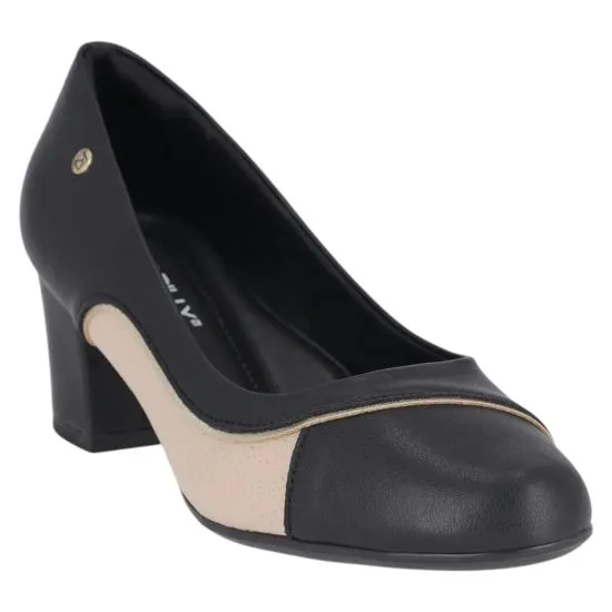 Zapato Mujer Taco Medio Negro Beige Elegante Piccadilly - Imagen 3