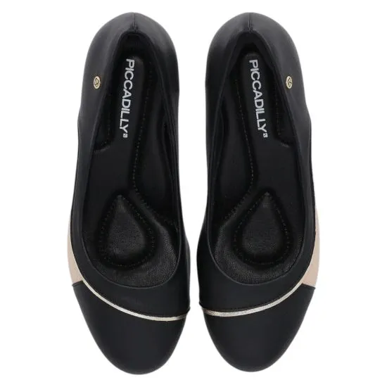 Zapato Mujer Taco Medio Negro Beige Elegante Piccadilly - Imagen 5