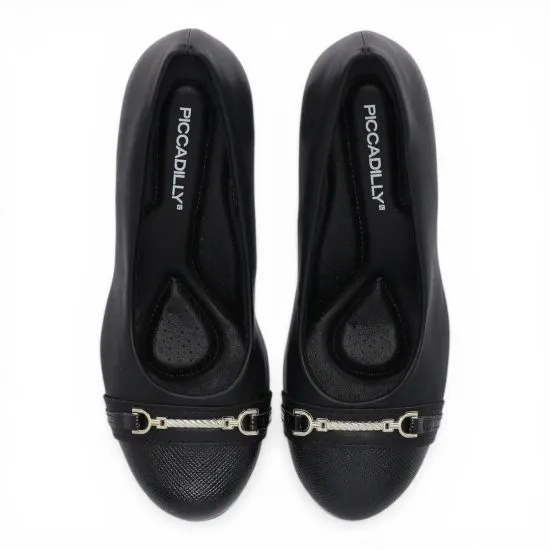 Zapato Mujer Reina Taco Medio Stretch Negro Piccadilly - Imagen 2