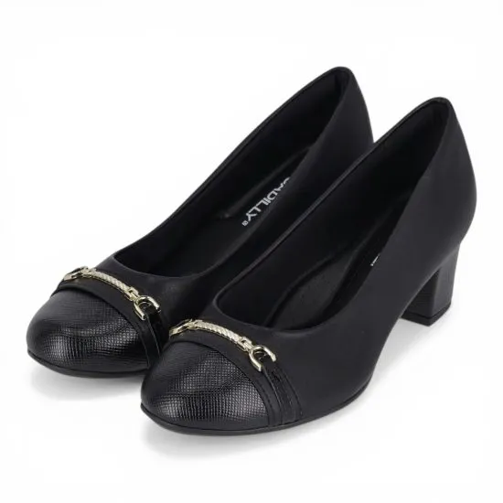 Zapato Mujer Reina Taco Medio Stretch Negro Piccadilly - Imagen 3