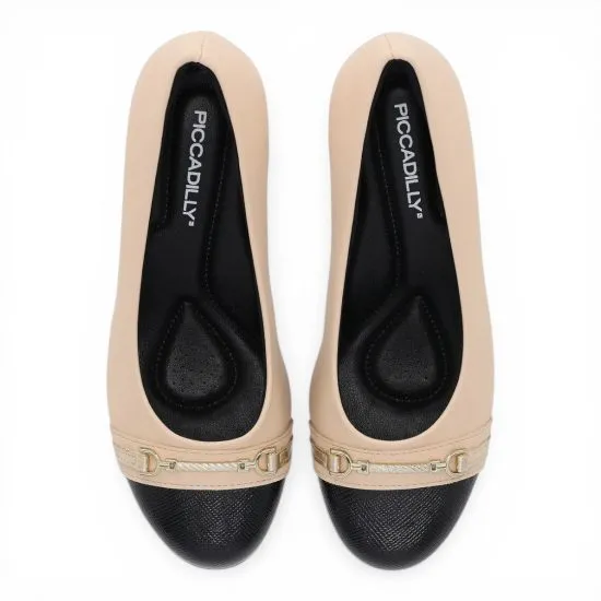 Zapato Mujer Taco Medio Nude Negro Elegante Piccadilly - Imagen 3