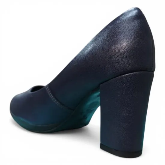 Zapato Mujer Taco Alto Azul Marino Elegante Piccadilly - Imagen 2