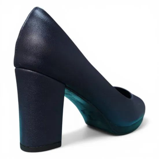Zapato Mujer Taco Alto Azul Marino Elegante Piccadilly - Imagen 4