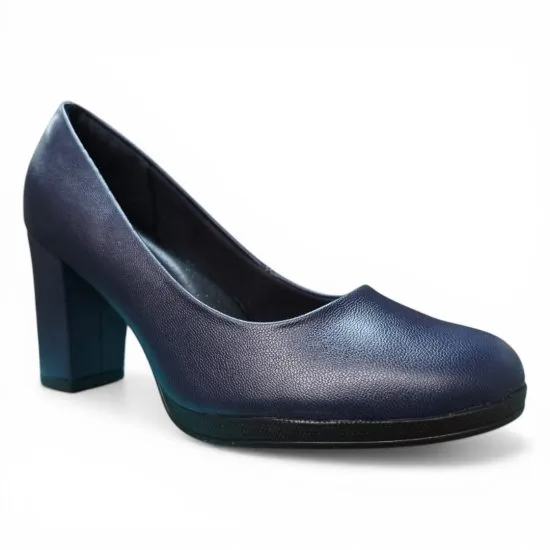 Zapato Mujer Taco Alto Azul Marino Elegante Piccadilly - Imagen 6