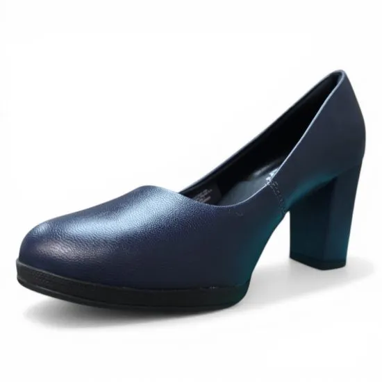 Zapato Mujer Taco Alto Azul Marino Elegante Piccadilly - Imagen 7
