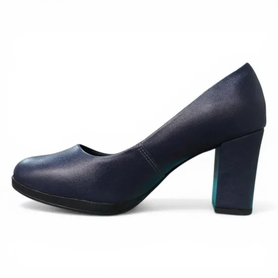 Zapato Mujer Taco Alto Azul Marino Elegante Piccadilly - Imagen 8