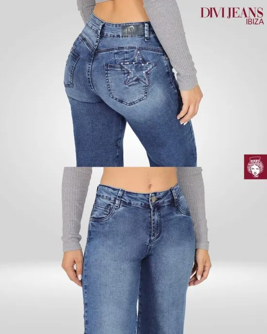 Jeans Mujer Cala Vadella Blue Wide Leg Divi - Imagen 2