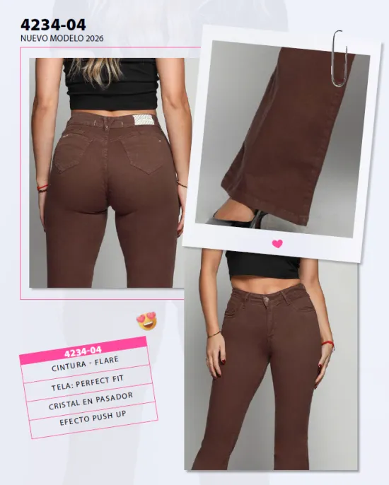 Jeans Elle Cafe Cintura Flare Mohicano - Imagen 3