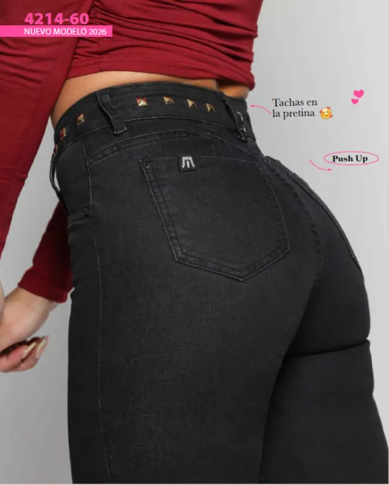 Jeans Hannah Negro Cintura Oxford Mohicano - Imagen 3