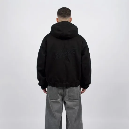 Polerón Hombre Negro Cierre Capucha Básico Whatup - Imagen 2