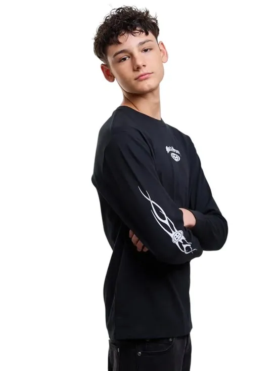 Polera Juvenil Manga Larga Print Negro Maui - Imagen 4