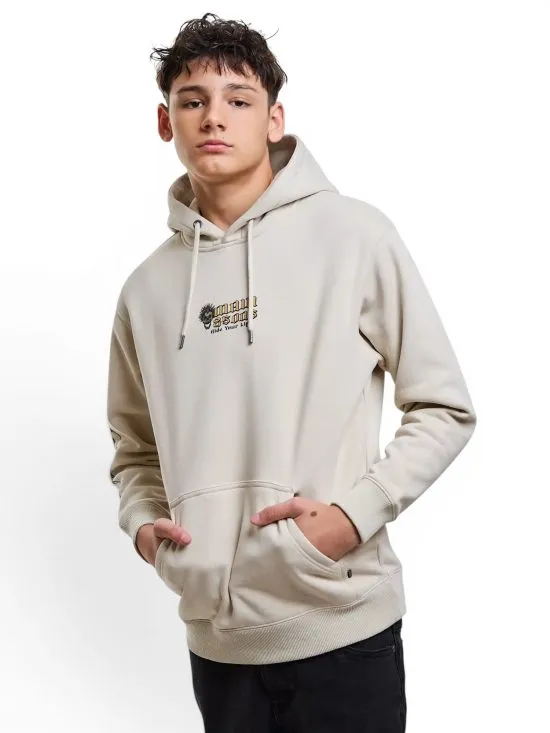 Poleron Juvenil Canguro Skull Ride Beige Maui - Imagen 5