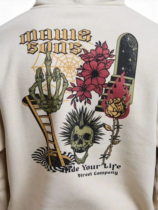 Poleron Juvenil Canguro Skull Ride Beige Maui - Imagen 6