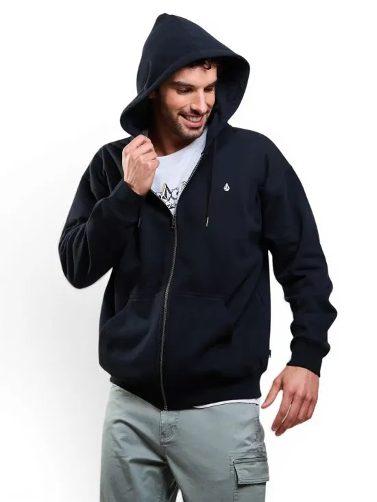 Poleron Hombre Full Zipper Lowtone Negro Volcom - Imagen 4