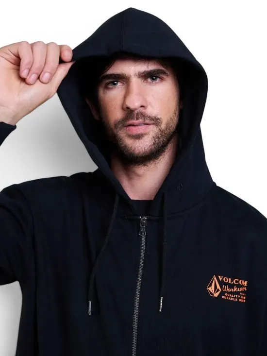 Poleron Hombre Workwear Full Zipper Negro Volcom - Imagen 2