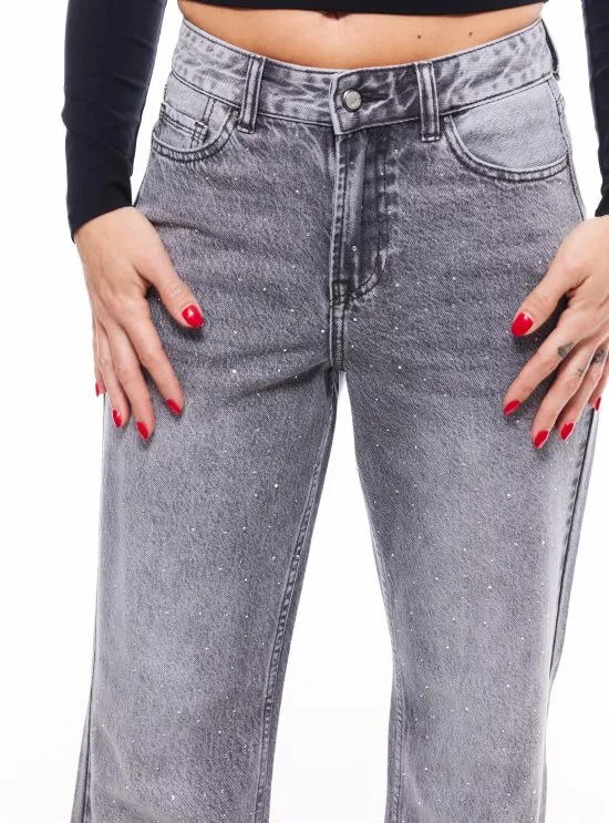 Jeans Wide Leg Full Brillantes en el Delantero JJO - Imagen 5