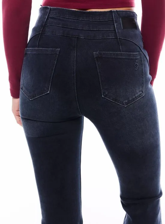 Jeans Flare Push Up con Pretina con Cortes Lavado Sulfúr JJO - Imagen 6