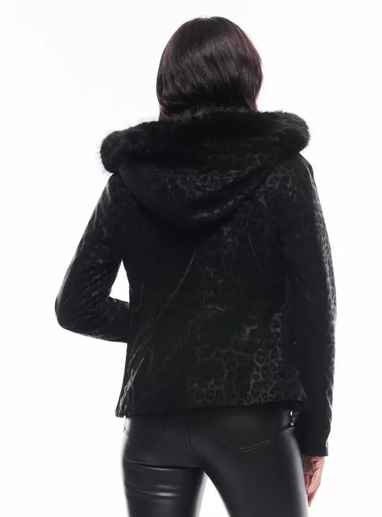 Parka Midi Pu Animal Print con Gorro Desmontable JJO - Imagen 3