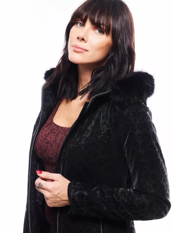 Parka Midi Pu Animal Print con Gorro Desmontable JJO - Imagen 4