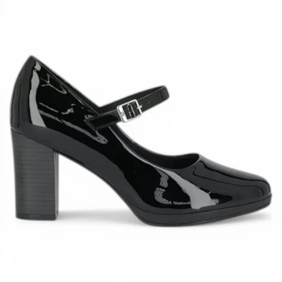 Zapato Mujer Taco Alto Charol Negro Piccadilly