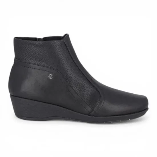 Botin Mujer Plataforma Negro Napa Pontilhado Comfort Piccadilly
