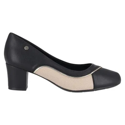 Zapato Mujer Taco Medio Negro Beige Elegante Piccadilly