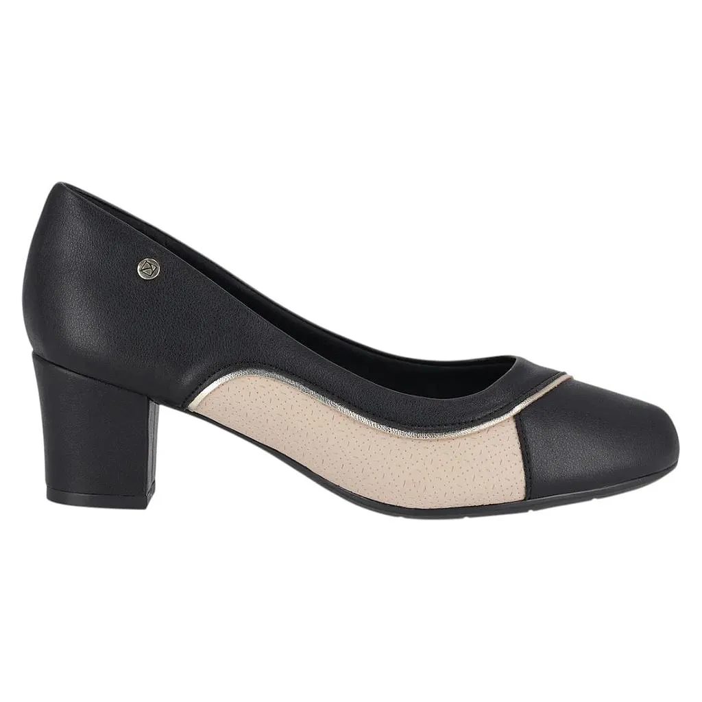 Zapato Mujer Taco Medio Negro Beige Elegante Piccadilly