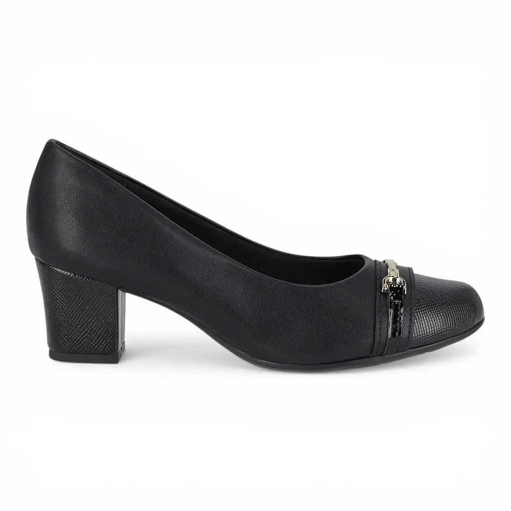 Zapato Mujer Reina Taco Medio Stretch Negro Piccadilly