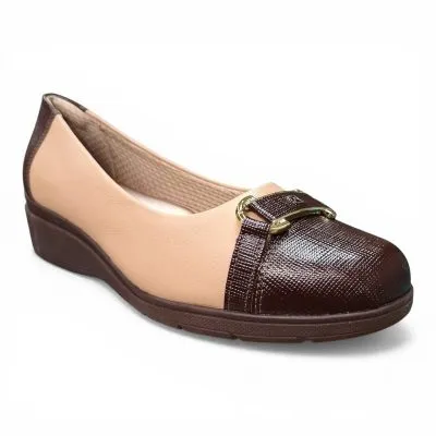 Zapato Mujer Reina Beige Cafe Comodo Piccadilly