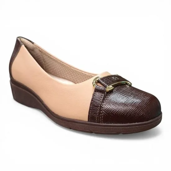 Zapato Mujer Reina Beige Cafe Comodo Piccadilly