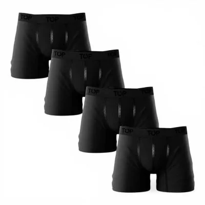 Pack 4 Boxer Briefs Algodon Hombre Medios Negro Top