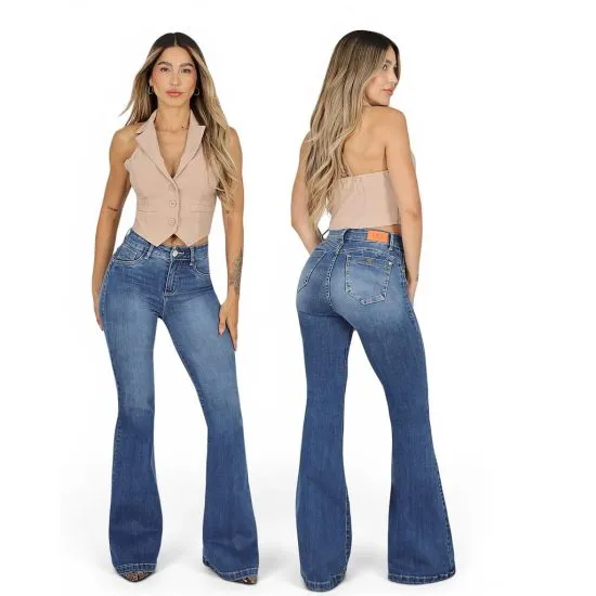 Jeans Mujer Flare Genova Cala Bassa Blue Divi