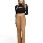 Jeans Elle Cafe Claro Cintura Flare Mohicano