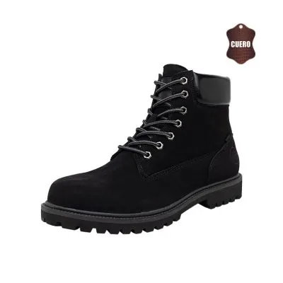 Botin Hombre Cuero Timber Negro Casual London Adixt