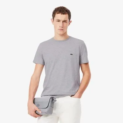 Polera Hombre Cuello Redondo Logo Gris Lacoste