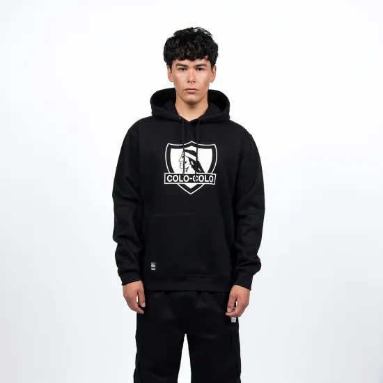 Polerón Colo Colo Urbano Hoodie Escudo Negro