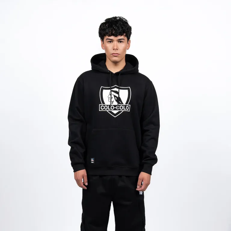 Polerón Colo Colo Urbano Hoodie Escudo Negro